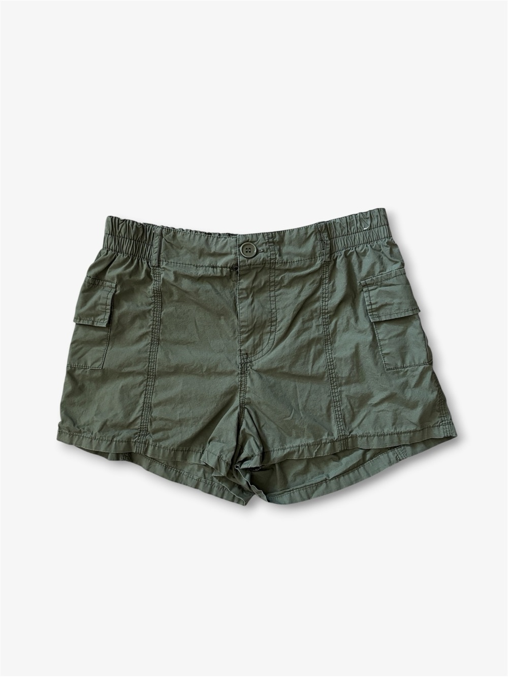 Faded Rose Olive Green Utility Paperbag Cargo Shorts 100% Cotton Womens Medium